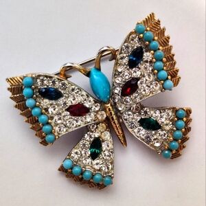 Rare Early JJ Sparkly Crystals Butterfly Brooch